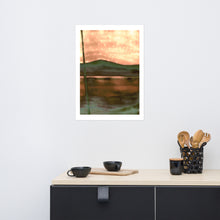 Load image into Gallery viewer, Contemporary Irish landscape artwork enhanced with digital glow, evoking a sensory, almost hallucinogenic memory of rural land, mist, and myth.