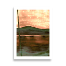 Load image into Gallery viewer, Irish-inspired landscape painting layered with digital textures, featuring emerald fields, abstract forms, and the subtle shimmer of absinthe green light.