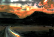 Load image into Gallery viewer, Digitally enhanced painting of the road to Breenane Cemetery in Joyce Country, Galway, created in memory of the artist’s mother.