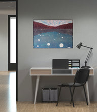Load image into Gallery viewer, Hand-painted with meticulous detail, this work is part of a broader exploration of how perception, nostalgia, and the landscape intertwine. Rich midnight blues, soft whites, deep burgundy, and delicate highlights of pink and cyan.