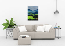 Load image into Gallery viewer, The Green Valley Neon Collection Original Painting by Orfhlaith Egan Living Room View
