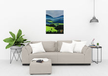 Load image into Gallery viewer, The Green Valley Neon Collection Original Painting by Orfhlaith Egan Living Room View
