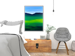 Greenblue View 80x60cm Neon Collection Original Painting Orfhlaith Egan Bedroom View