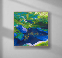 Load image into Gallery viewer, Morrigan's Forest Original Painting Framed Natural Wood Edge Wall Image