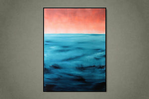 Open Sea Coral Sky | Original Seascape Painting by Orfhlaith Egan | Interior wall art | A Soft Day