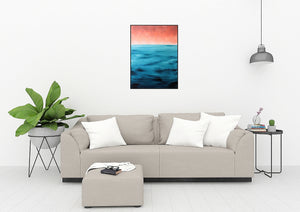 Open Sea Coral Sky | Original Seascape Painting by Orfhlaith Egan | Living room home interior | A Soft Day