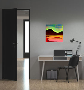 Pink Island 43,5x42cm Original Painting Orfhlaith Egan Home Office View