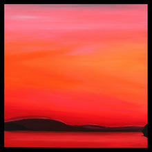 Load image into Gallery viewer, A dynamic sunset scene with colors shifting from soft pink to fiery red, evoking warmth and serenity.