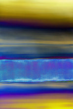 Load image into Gallery viewer, Strata Vinyl is a luminous, otherworldly landscape that fuses painterly texture with digital enhancement. Perfect for lovers of abstract landscapes and digital-native art. Own luxury statement wall art.