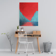 Load image into Gallery viewer, Minimalist yet bold, this artwork captures the essence of Connemara's fjord, with oxidized copper hues and a sky reminiscent of an otherworldly dusk.