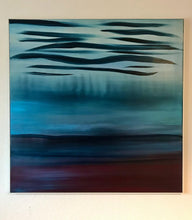 Load image into Gallery viewer, A Soft Day | Original Abstract Blue Landscape Painting by Orfhlaith Egan | Evening Electric Lighting | A Soft Day