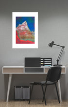 Load image into Gallery viewer, Painting | Alpine Pink Matterhorn by Orfhlaith Egan | A Soft Day | Framed White Gray Home Office Interior
