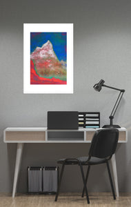 Painting | Alpine Pink Matterhorn by Orfhlaith Egan | A Soft Day | Framed White Gray Home Office Interior
