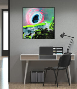Window To The World | Original Abstract Expression Neon Painting by Orfhlaith Egan | Home Office Interior | A Soft Day