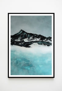 Lake in Winter | Art Print on Paper Alpine Landscape Painting by Orfhlaith Egan | A Soft Day Christmas Collection 2020 | Framed 