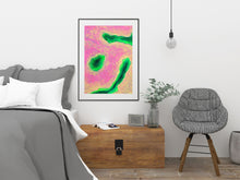 Load image into Gallery viewer, Lake Life Source by Orfhlaith Egan  | Original Painting on Paper | Framed Black Bedroom Interior
