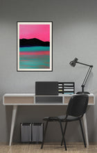 Load image into Gallery viewer, A neon-inspired acrylic painting of a lake's pink ripples at twilight, blending abstract art with natural landscapes for a modern, tranquil aesthetic.
