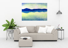 Load image into Gallery viewer, Calm horizon over mirrored lake in soft blue tones
