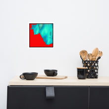 Load image into Gallery viewer, A fine art piece blending turquoise cloud shapes and intense red tones, expressing Ireland’s shifting moods through digital-physical media.
