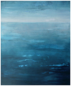 Blue Atlantic | Original Seascape Painting by Orfhlaith Egan | Framed white wood edge | A Soft Day