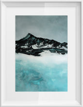 Load image into Gallery viewer, Minimalist nature artwork of a quiet winter lake, capturing the tranquility of snow, sky, and water in an atmospheric scene.
