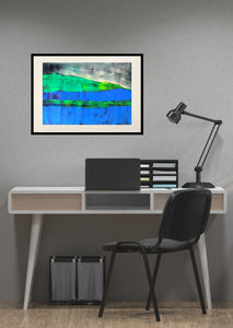Atmospheric painting of Galway's Dooras Peninsula, where sky and water merge in a soft, dreamlike haze.