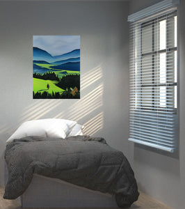 The Green Valley Neon Collection Original Painting by Orfhlaith Egan Bedroom View