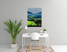 Load image into Gallery viewer, The Green Valley Neon Collection Original Painting by Orfhlaith Egan Home Office View
