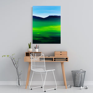 Greenblue View 80x60cm Neon Collection Original Painting Orfhlaith Egan Home Office View