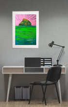 Load image into Gallery viewer, A dreamlike reimagining of Castle Kirk, an ancient Irish stronghold, glowing with surreal colours and layered textures.
