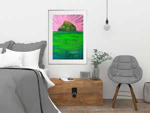 A contemporary painting inspired by Castle Kirk, blending mythic Irish history with bold colours and dynamic textures.