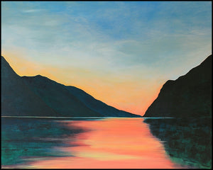 Lake Garda | Original Landscape Painting by Orfhlaith Egan | Framed Black Wood Edge | A Soft Day