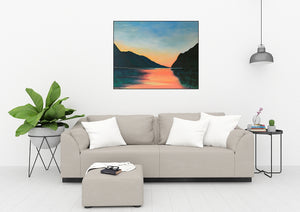 Lake Garda | Original Landscape Painting by Orfhlaith Egan | Home Interior Living Room | A Soft Day