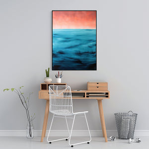 Open Sea Coral Sky | Original Seascape Painting by Orfhlaith Egan | Home office interior | A Soft Day