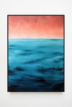 Load image into Gallery viewer, Tranquil ocean horizon painting blending rich blues with a warm, ethereal sky.
