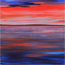 Load image into Gallery viewer, Acrylic painting of Lough Corrib with expressive red and blue brushstrokes evoking the far shore and shifting Irish light.
