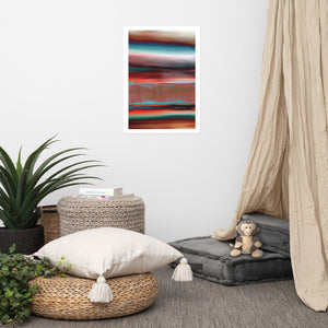 Our brains are wired to seek patterns - to make sense of the world through colour, rhythm, and form. Strata Maya, by Irish artist Orfhlaith Egan, engages this deeply embodied process, weaving bands of crimson, ochre, and turquoise in a way that recalls the woven textiles of the Serape - a tradition that carries history not just in its threads but in the muscle memory of its makers. 