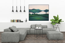 Load image into Gallery viewer, An original painting of South Lake Doon, where the tranquil waters reflect the surrounding mountains, capturing the stillness and quiet of Connemara.
