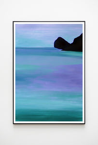 Violet Blues Original Seascape Painting on Paper