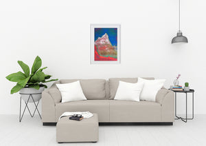 Painting | Alpine Pink Matterhorn by Orfhlaith Egan | A Soft Day | White Frame Living Room Home Interior