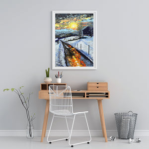 Winter Sun | Painting Art Print Poster by Orfhlaith Egan | Interior Wooden Desk | A Soft Day