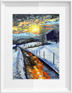 Winter Sun | Painting Art Print Poster by Orfhlaith Egan | Passpartout Gallery Frame | A Soft Day 