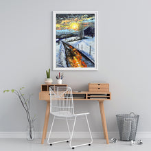 Load image into Gallery viewer, Seasonal artwork Winter Sun, an original painting by Orfhlaith Egan reflecting on winter light and the passage of time.
