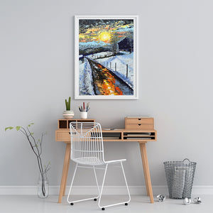 Seasonal artwork Winter Sun, an original painting by Orfhlaith Egan reflecting on winter light and the passage of time.