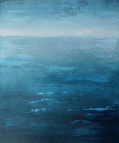 Painting Blue Atlantic by Orfhlaith Egan, abstract seascape in rich blues.