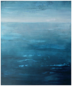 Abstract blue seascape reflecting the Atlantic light and Irish memory.