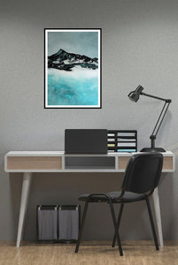 Lake in Winter | Art Print on Paper Alpine Landscape Painting by Orfhlaith Egan | A Soft Day Christmas Collection 2020 | Framed Home Office Interior