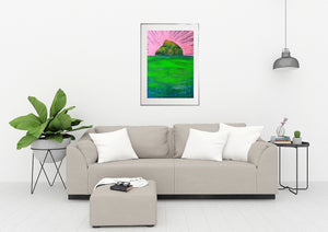Hen Island Original Painting by Orfhlaith Egan | Aluminium Frame Living Room Interior
